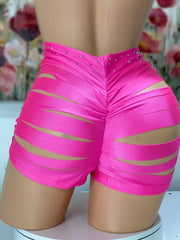 NET HIGH WAIST SHORTS W/ SLICES